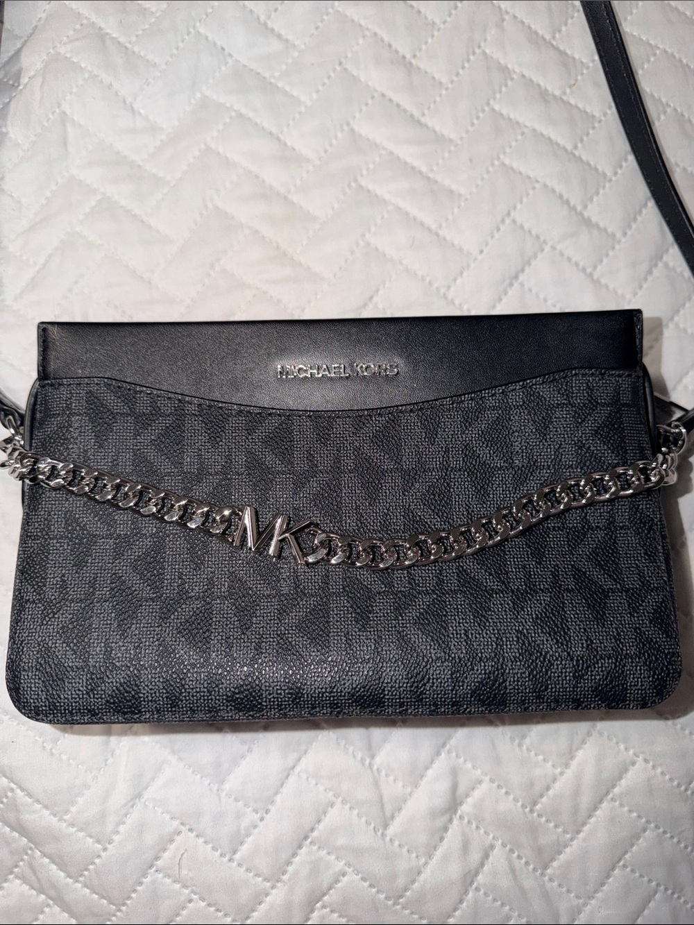 Michael Kors Black Signature MK Chain Crossbody